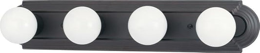 Nuvo 60/1285 Four Light Vanity Strip, Mahogany Bronze, 24-Inch, mahogany bronze / frosted glass, 4lt vanity strip