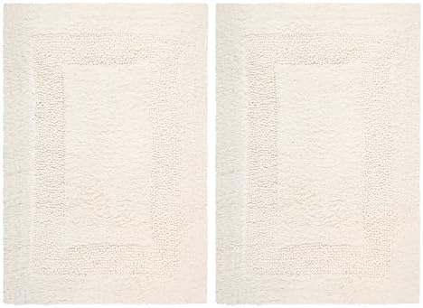 COTTON CRAFT 2 Pack Reversible Bath Mat Rug - Soft Luxurious -17x24- Ivory