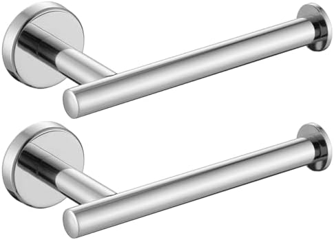 JQK Chrome Toilet Paper Holder, 5 Inch 304 Stainless Steel Thick 8mm Tissue Paper Dispenser for Bathroom, Hold Mega Rolls, Polished Chrome Wall Mount, 2 Pack, TPH120-CH-P2