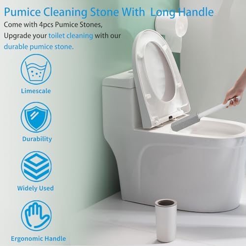 5 Packs Pumice Cleaning Stone with Extra Long Handle, Pumice Stone for Toilet Bowl Clean for Cleaning Toilets, Bathtubs, Grills, Swimming Pools, Sinks
