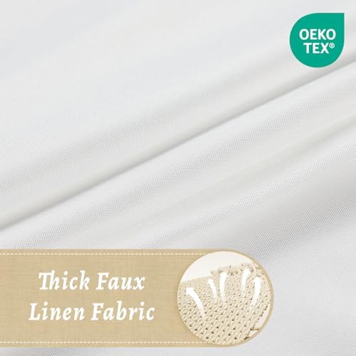 WONICY No Hook Shower Curtain with Snap-in Liner, White, 71 x 80