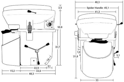 Nature's Head Self Contained Composting Toilet with Close Quarters Spider Handle Design