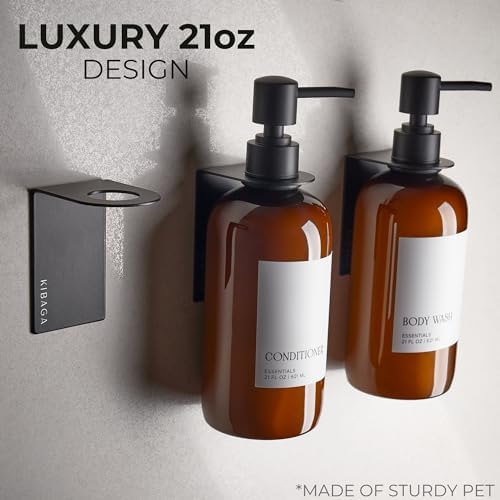 Stylish Shampoo & Conditioner Dispenser Set of 3 - Wall Mount, Drill Free