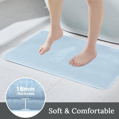 HUXMEYSON 3-Piece Memory Foam Bathroom Rug Set, Light Blue