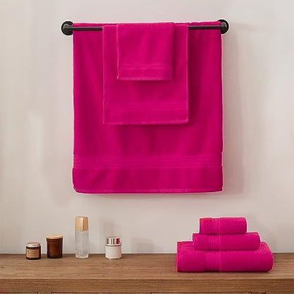 COZYART Luxury Bath Towel Set 6 Pcs, Hot Pink 100% Turkish Cotton 650 GSM