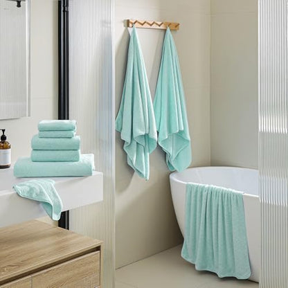 Hailea Luxury Bath Towels Set - 12 Piece (4 Large Bath Towels,4 Hand Towels,4 Washcloths), 100% Microfiber,Extra Absorbent Super Soft & Quick Dry,Complete Family Pack for Bathroom Gym Pool,Mint Green