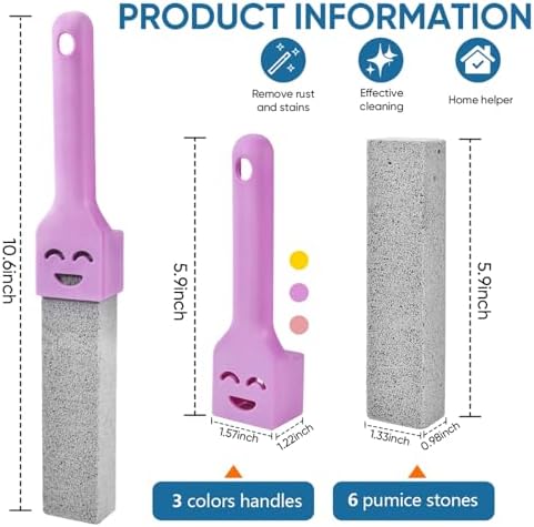 9 Pack Cleaning Pumice Stone Toilet Bowl Stick Cleaner with Handle Hard Water Ring Calcium Buildup Stains Remover Powerfully for Cleaning Toilet Bathtubs Kitchen Sink Grill Pools