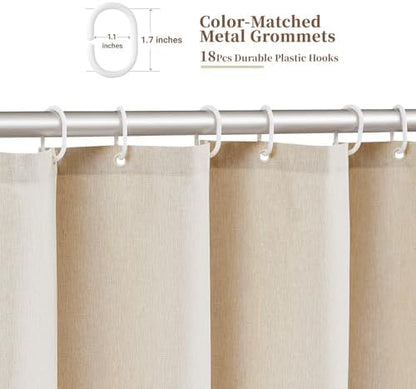 BTTN 108x72 Boho Scalloped Linen Textured Cloth Shower Curtain, Beige/Cream