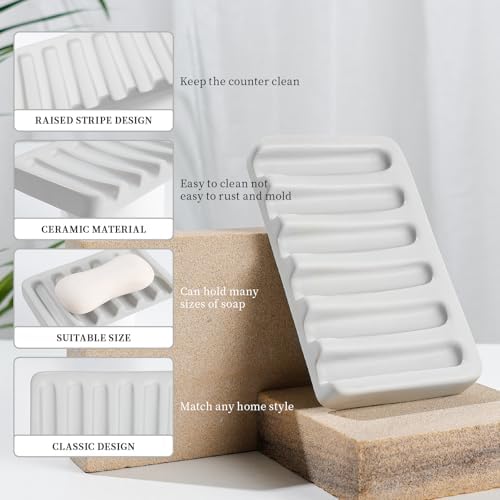 BosilunLife Light Grey Ceramic Bathroom Accessories Set of 4