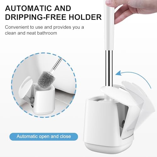 SetSail Toilet Brush 3 Pack Toilet Bowl Brush and Holder Toilet Cleaner Brush with Nylon Bristles Ventilated Toilet Brushes for Bathroom with Holder for Toilet Scrubber Cleaning, Pure White