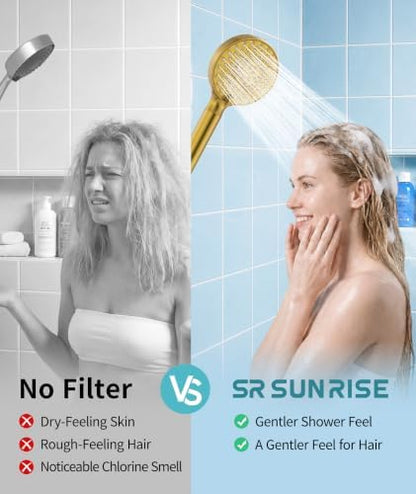 SR SUN RISE Filtered Shower Head with Handheld Brushed Gold 1 Filter
