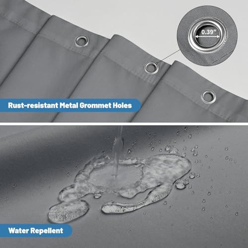 1 Pack Water-Repellent Fabric Shower Curtain Liner, 72x72 Grey