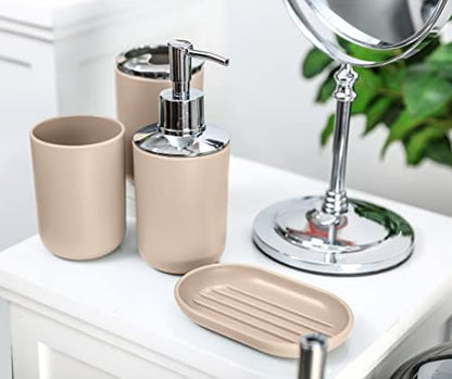 Moss & Stone 6-Piece BeigeBathroom Accessories Set, Soap Dispenser