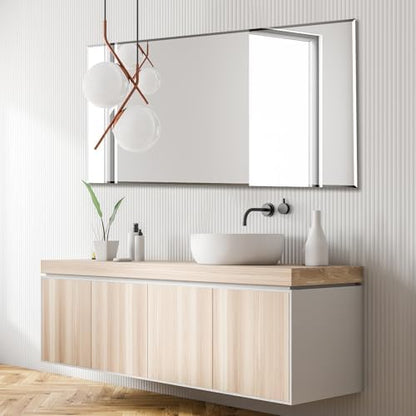Frameless Wall Mirror Beveled Edge 48” x 30“ Bathroom Mirror for Over Sink