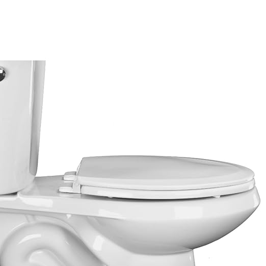 Centoco Elongated Toilet Seat, Heavy-Duty Wood Core with Plastic Scratch-Resistant Finish, Made in the USA, 900-001, White