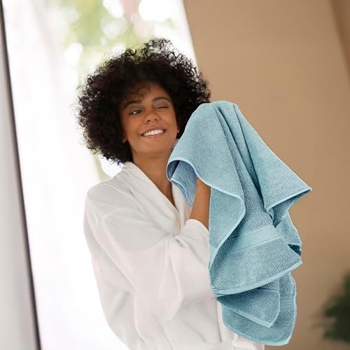 HILLFAIR Premium 600 GSM - 100% Cotton - 6 Piece Bath Towel Set - Ocean Blue