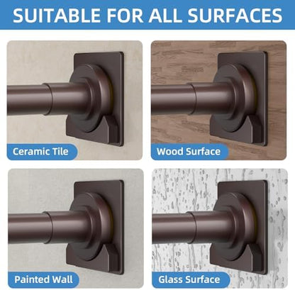 CorkLatta Matte Bronze Shower Curtain Rod,1 Inch Diameter Stainless Steel Adjustable Spring Tension Rods 32 to 92",with Holders,Anti-Slip,Curtain Rods No Drilling(1 Pack)