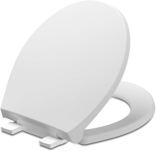 Slow Close Toilet Seat, Fit Round and Standard Toilets, Quick Release Hinges for Easy Clean, Two Mounting Options for Easy Installing, Heavy Duty, Never Loosen, White