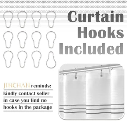 jinchan Extra Long Shower Curtain 84 Inch Length Grey and White Modern Farmhouse Striped Waterproof Fabric Shower Curtains for Bathroom with 12 Hooks Machine Washable 70x84 Inches