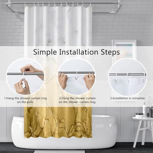 Yellow Marble Waterproof Bathroom Shower Curtain 65x72 inches