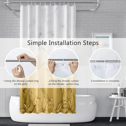 Yellow Marble Waterproof Bathroom Shower Curtain 65x72 inches
