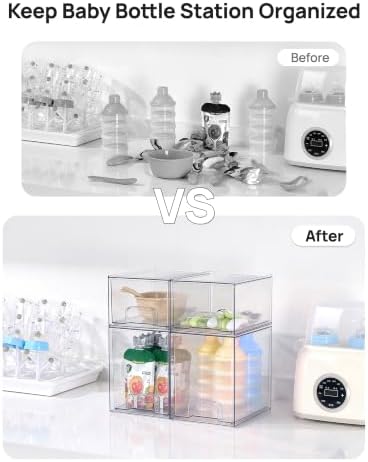 Vtopmart Clear Stackable Storage Drawers Set of 8, Plastic Organizer Bins