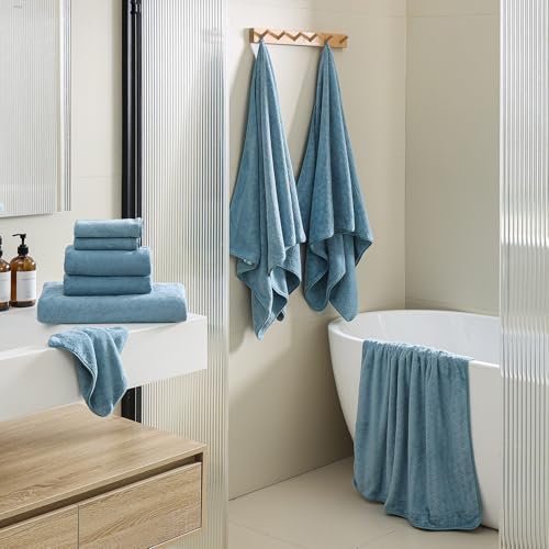 Hailea Luxury Bath Towels Set - 12 Piece (4 Large Bath Towels,4 Hand Towels,4 Washcloths), 100% Microfiber,Extra Absorbent Super Soft & Quick Dry,Complete Family Pack for Bathroom Gym Pool,Turquoise