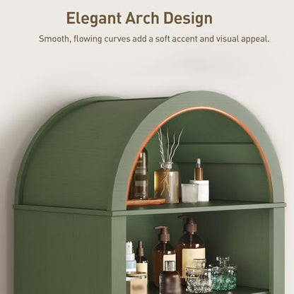 RALGEND 66" Tall Bathroom Cabinet Set of 2, Freestanding Cabinet with Doors & Shelves,Arched Cabinets for Bathroom, Living Room, Kitchen, Laundry, Green