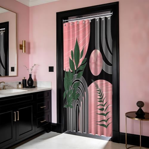 Black and Pink Stall Shower Curtain, 48X72 in Narrow Small, Mid Century