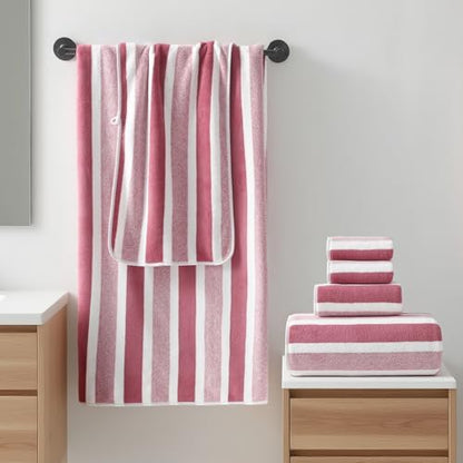 REDKISS 6-Piece Microfiber Bath Towel Set, Ultra Soft, Highly Absorbent & Quick Dry, 35x70 Inch Oversized, Pinkish red Towels for Bathroom, Spa, Gym, 2 Bath 2 Hand 2 Washcloths -