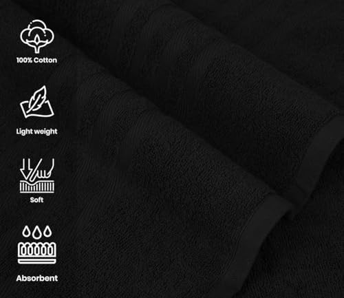 Pack of 2 Jumbo Bath Sheet 40 x 80 Inches, Extra Large Lightweight & Quick Dry Bath Towel, Super Soft & Highly Absorbent – 100% Cotton, Perfect to Wrap Yourself in – Black