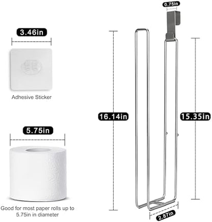Toilet Paper Holder for 4 Rolls Tissue, Over The Tank Toilet Paper Holder, Stainless Steel Rustproof Toilet Paper Storage Wall Mount, fo Bathroom Storage and Organization, Silver, 1 PC