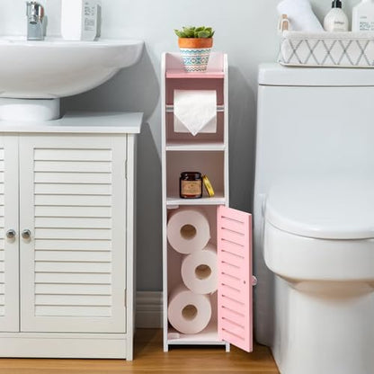 AOJEZOR Toilet Paper Holder Stand: Drill Free for Small Bathroom Renters
