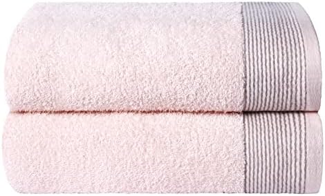 Belizzi Home Ultra Soft 2 Pack Oversized Bath Towel Set 28x55 inches, 100% Cotton Large Bath Towels, Ultra Absorbant Compact Quickdry & Lightweight Towel, Ideal for Gym Travel Camp Pool - Pink