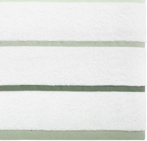 IZOD – Bath Towels, Plush Ringspun Cotton Blend with Striped Design and Dark Hem Finish, Set of 2 (Sandbar Green)