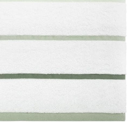 IZOD – Bath Towels, Plush Ringspun Cotton Blend with Striped Design and Dark Hem Finish, Set of 2 (Sandbar Green)