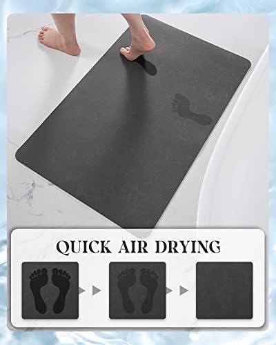 MontVoo -Bath Mat Rug-Rubber Backing Non Slip Quick Dry Absorbent Thin Bathroom Rugs Fit Under Door-Faux Suede Surface Bathroom Floor Mats-Shower Rug for in Front of Bathtub Shower Dark Grey 16"x24"
