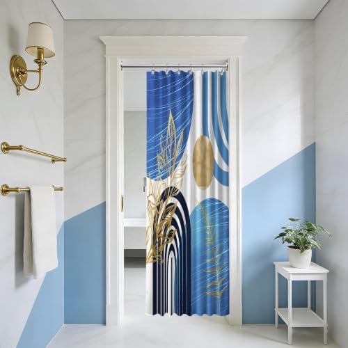 Light Blue Stall Shower Curtain, 36X72 in Narrow Small, Mid Century
