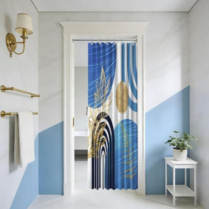 Light Blue Stall Shower Curtain, 36X72 in Narrow Small, Mid Century