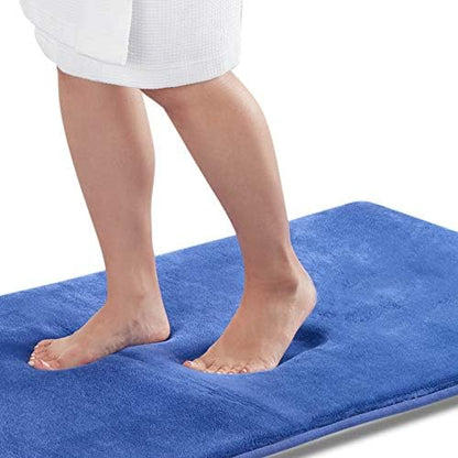Memory Foam Bath Mat Non Slip Absorbent Super Cozy Velvet Bathroom Rug Carpet (22 inches X 42 inches, Royal Blue)