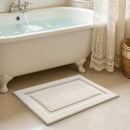 LUMI Soft Bathroom Rugs Absorbent, Non Slip Bath Mat 16x24, Ivory White