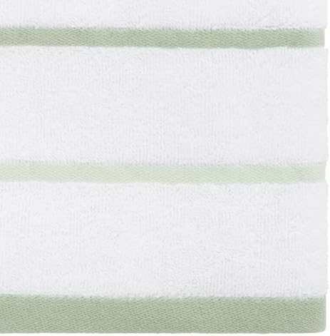 IZOD – Hand Towels, Plush Ringspun Cotton Blend with Striped Design and Dark Hem Finish, Set of 2 (Sandbar Green)