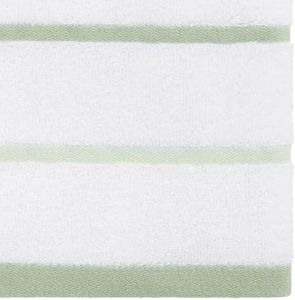 IZOD – Hand Towels, Plush Ringspun Cotton Blend with Striped Design and Dark Hem Finish, Set of 2 (Sandbar Green)