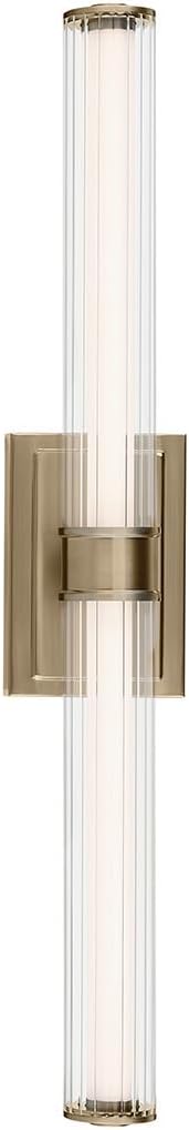 Kichler Laurene LED Bath Bar Light, Champagne Bronze | Linear vanity light with clear fluted glass for bathroom mirrors (31" x 5"), 55197CPZLED