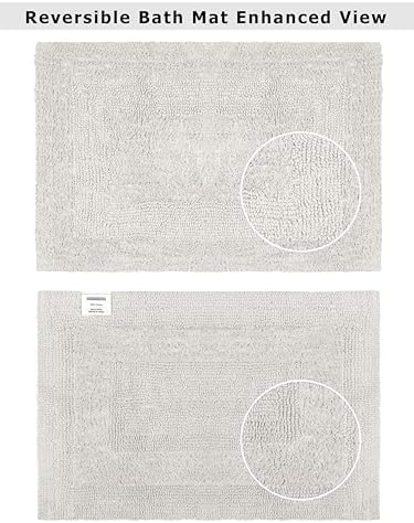 COTTON CRAFT 2 Pack Reversible Bath Mat - Plush Bath Rug - 17x24 - Platinum
