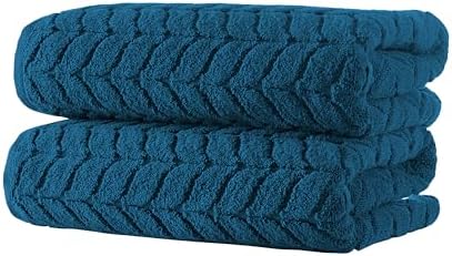 BAGNO MILANO Turkish Cotton Bath Towels, Hand Towels - Soft Plush Jacquard Collection - Highly Absorbent Towel Set (Petrol Blue, 2 pcs Bath Towel Set)