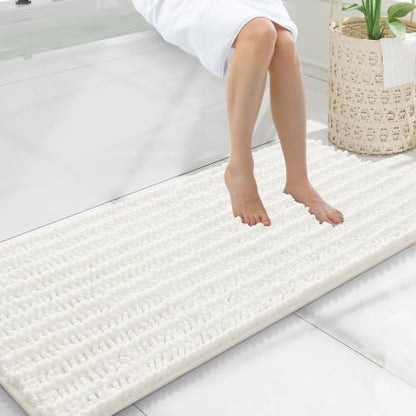 Smiry Bathroom Rugs 47X20, Extra Soft Rubber Backing Chenille Bath Mats