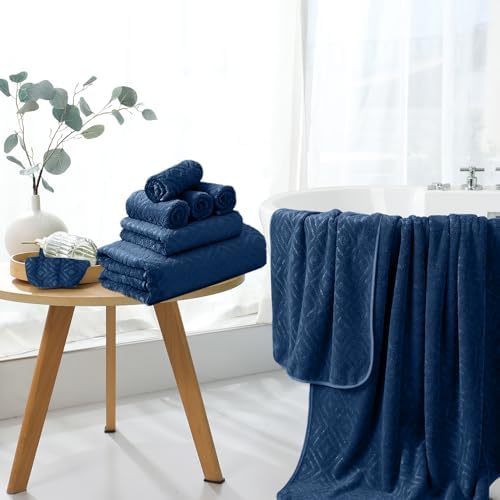 Bath Towel Set of 4 Extra Large Bath Sheet 35"x70" Oversized Bath Towel Soft Microfiber Bathroom Towel for Adults Highly Absorbent Quick Dry Towel Set for Bathroom,Hotel,Shower Towel Bath Sheet Navy