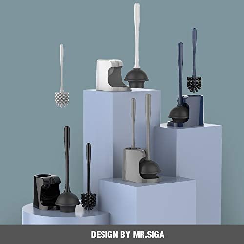 MR.SIGA Toilet Plunger and Bowl Brush Combo for Bathroom Cleaning, Gray
