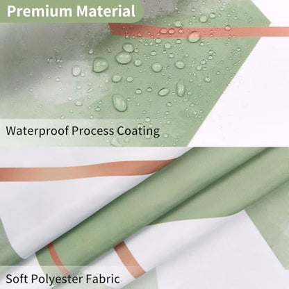 deFouliao Sage Green Modern Shower Curtain Geometric Grid Art Abstract Waterproof Bathroom Curtain for Bathtub Home Hotel Decor, Washable with Hooks, 48x72 Inch